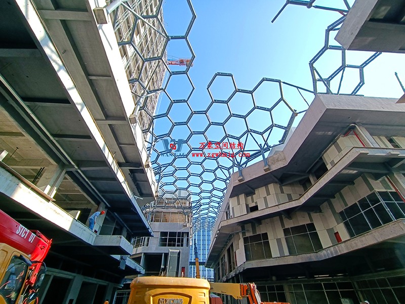 嘉興長安里ETFE氣枕鋼膜結構頂棚工程現場學習觀摩會