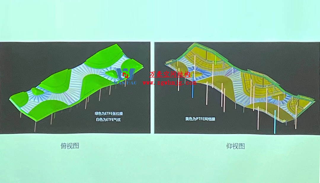 案例欣賞/復雜鋼膜結構建筑/杭州博多森谷ETFE氣枕連廊天幕項目